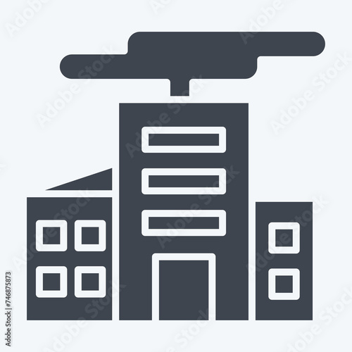 Icon Damage In The City. related to Nuclear symbol. glyph style. simple design editable. simple illustration