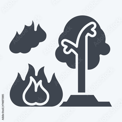Icon Forest Fires. related to Nuclear symbol. glyph style. simple design editable. simple illustration