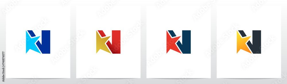 Star In Front of Letter Initial Logo Design N Star In Front of Letter Initial Logo Design N