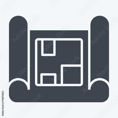 Icon Blue Print. related to Building Material symbol. glyph style. simple design editable. simple illustration