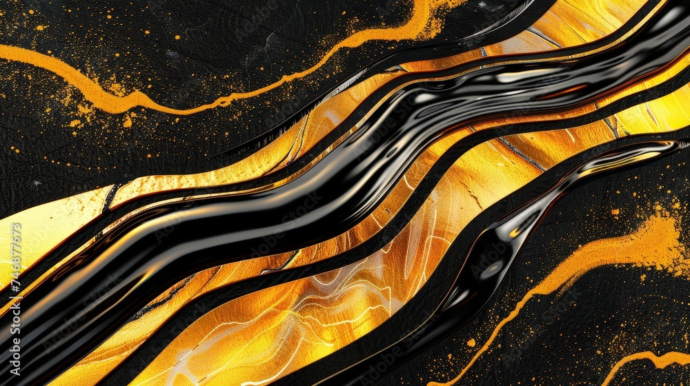 Abstract Golden Swirls with Black Background, Elegant Wavy Pattern with Glitter Texture for Luxury Design Concepts Abstract Golden Swirls with Black Background, Elegant Wavy Pattern with Glitter Texture for Luxury Design Concepts