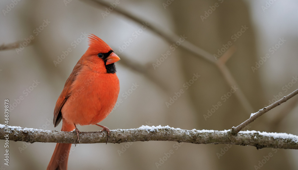 A Red Cardinal bird perched majestically on a branch A Red Cardinal bird perched majestically on a branch