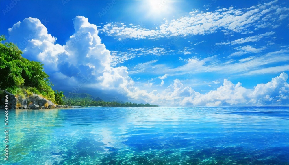 Obraz premium Perfect sky and water of ocean. Travel, holdiay, summer concept. 