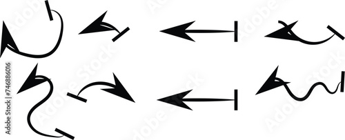 Isolated vector hand drawn arrows set on a white background