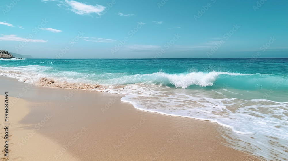 Beautiful sandy beach and sea wave