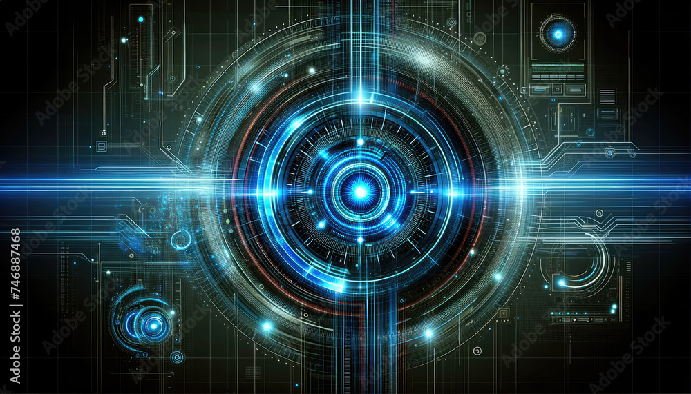 Futuristic Blue Tech Interface with Light Effects. Futuristic Blue Tech Interface with Light Effects.