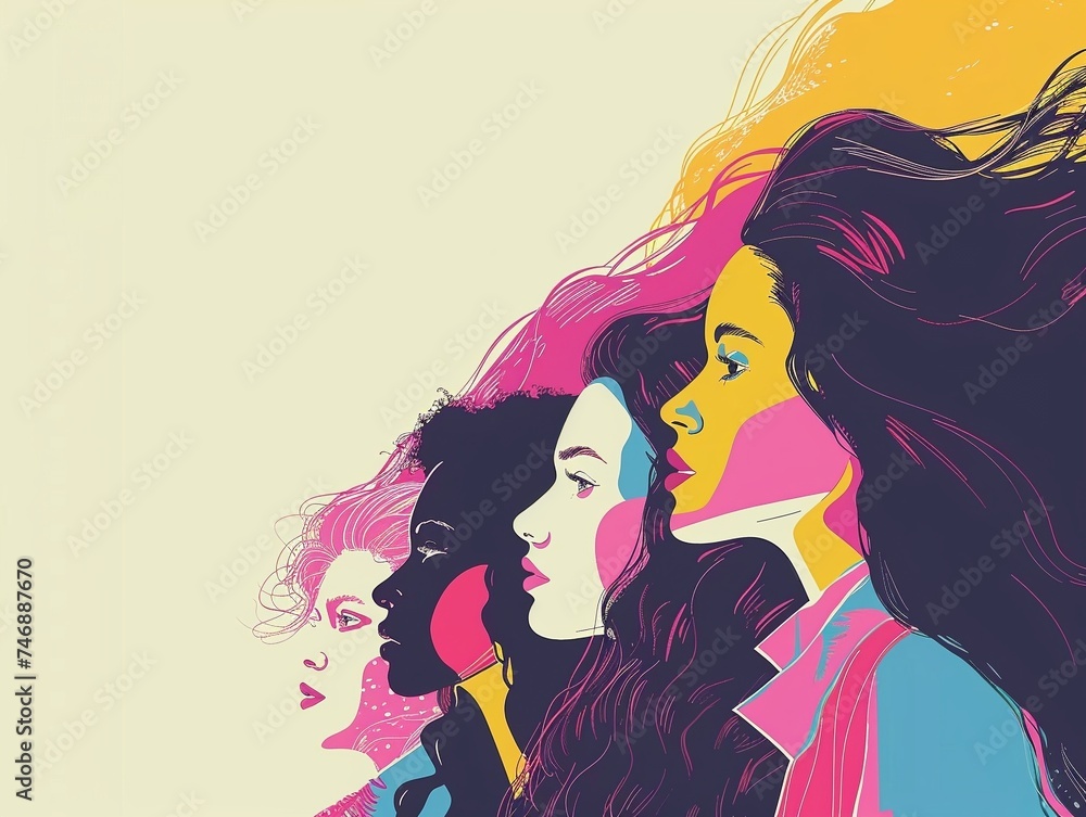 Colorful illustration of a group of women. Colorful illustration of a group of women.