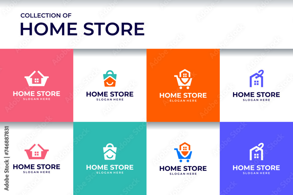 collection of home store logo ,creative, modern , minimalist , logo design template.