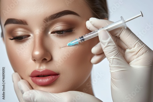 Facial skin enhancement injections close-up.