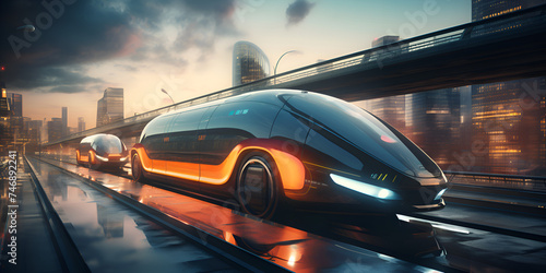 "Cityscape Acceleration: Next-Gen Cars in Futuristic Urban Landscape" 