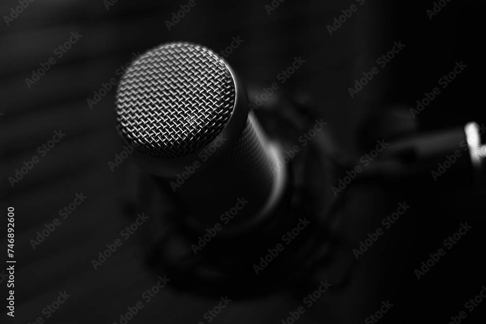 condenser microphone on a boom arm for podcasting condenser microphone on a boom arm for podcasting
