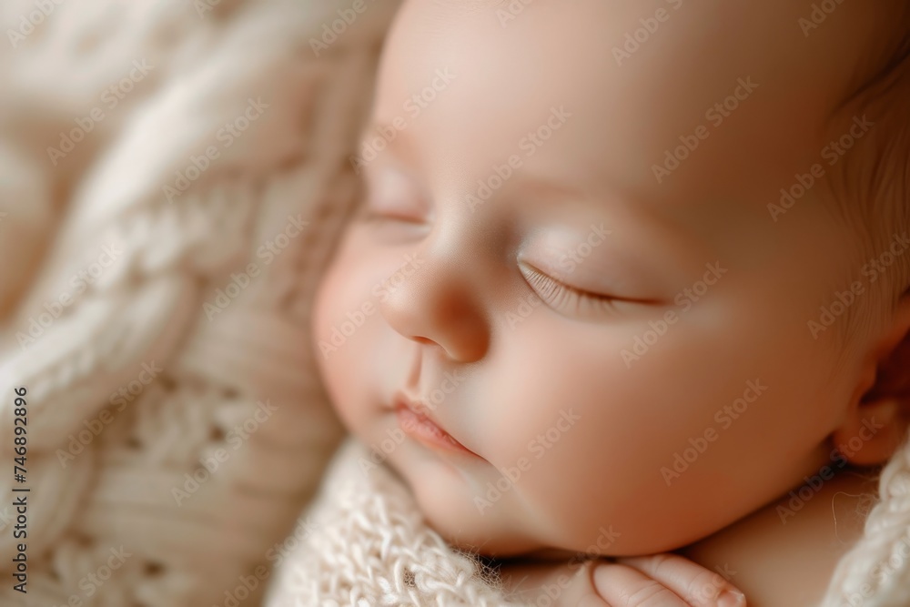 Baby peacefully sleeps on a light background. Baby peacefully sleeps on a light background.