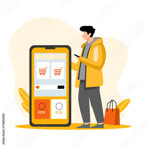 businessman with laptop shopping online