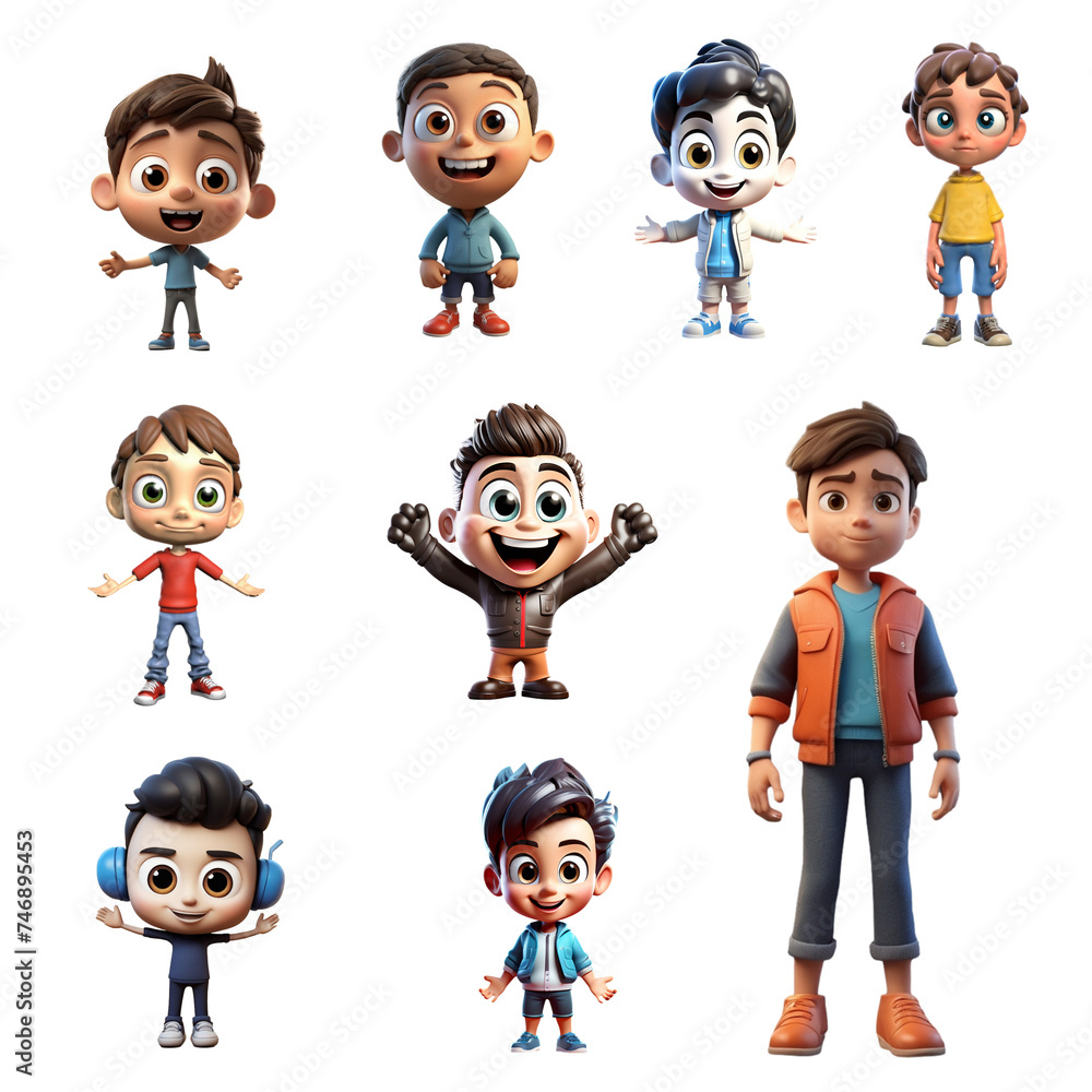 Compilation of 3D Renderings of Boy Images