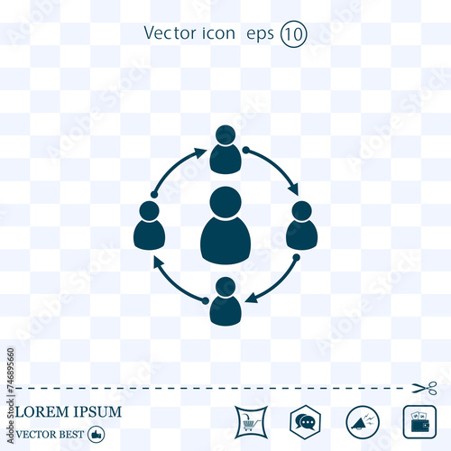 Business group, leader, chat symbol. Vector illustration on a light background. Eps 10