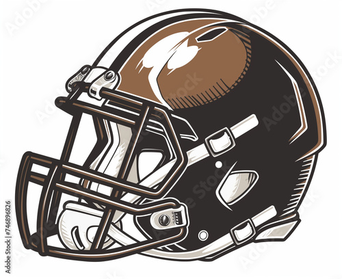 Modern Football Helmet on White Background