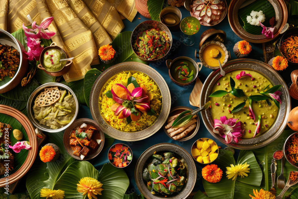 A festive table spread with traditional Ugadi dishes