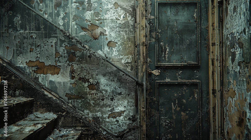 Old Weathered Staircase and Door Texture.