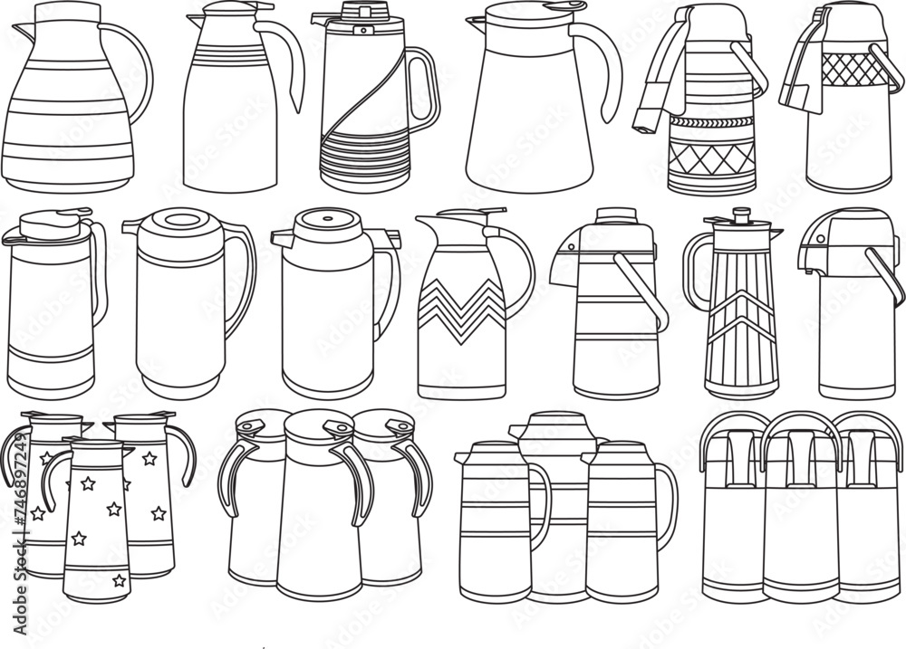 Vacuum Flask SVG Outline Bundle, Vacuum Flask Vector Art Vacuum Flask SVG Outline Bundle, Vacuum Flask Vector Art