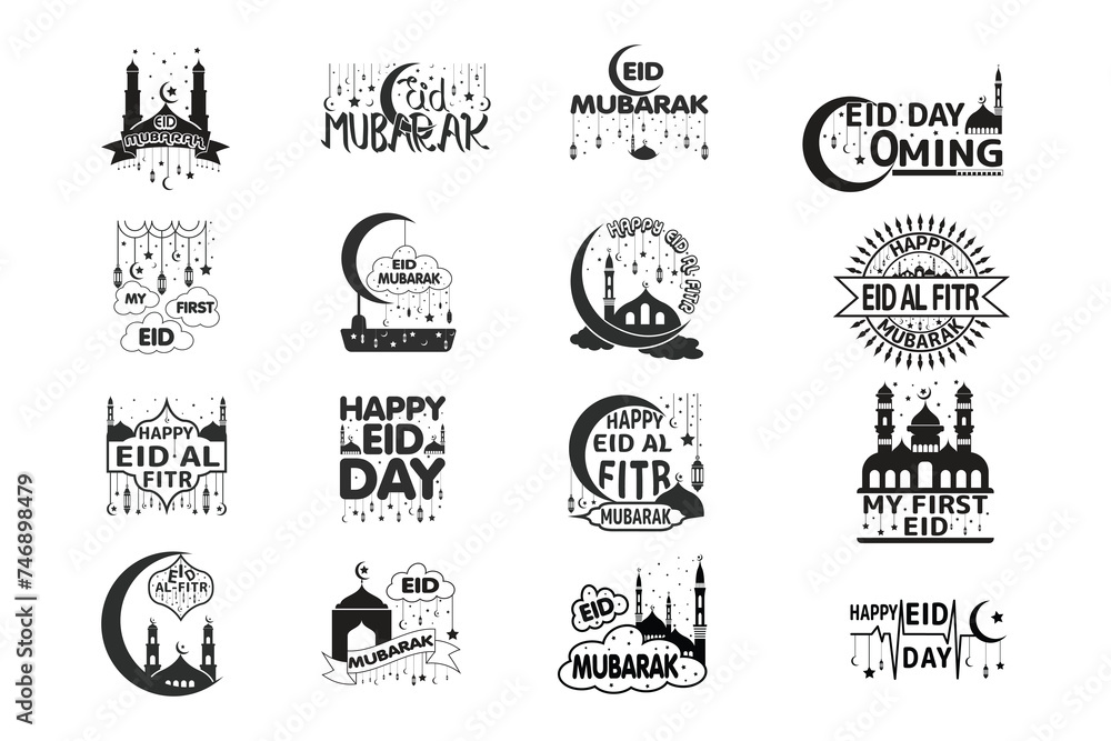 Eid Al Fitr Typography Bundle, Eid Day, My First Eid, Eid Mubarak, Islamic Typography Bundle, Eid Al Fitr, Islamic calligraphy Bundle, Calligraphy Design, Logo Design, Graphic Design, Vector Design