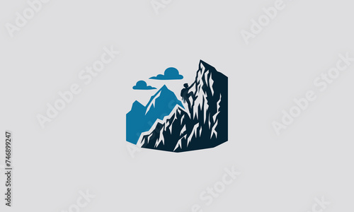 someone is climbing a high hill vector flat design