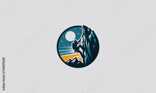 someone is climbing a high hill vector flat design