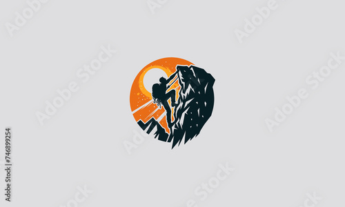 someone is climbing a high hill vector flat design