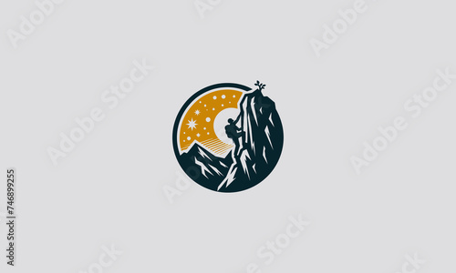 someone is climbing a high hill vector flat design