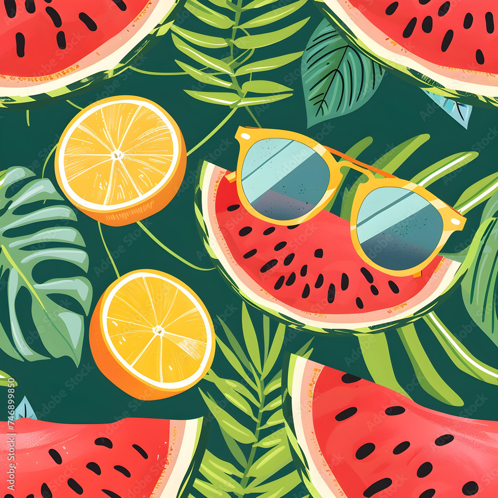   watermelon orange sunglasses summer fun pattern