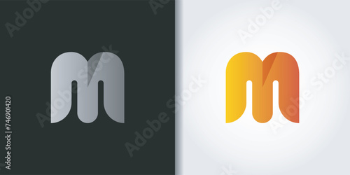 rounded letter m logo set photo