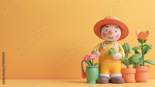 gardener with hovel 3d character photo