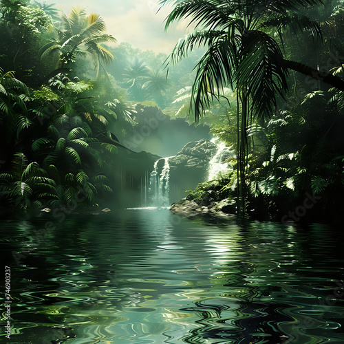 tropical forest with water