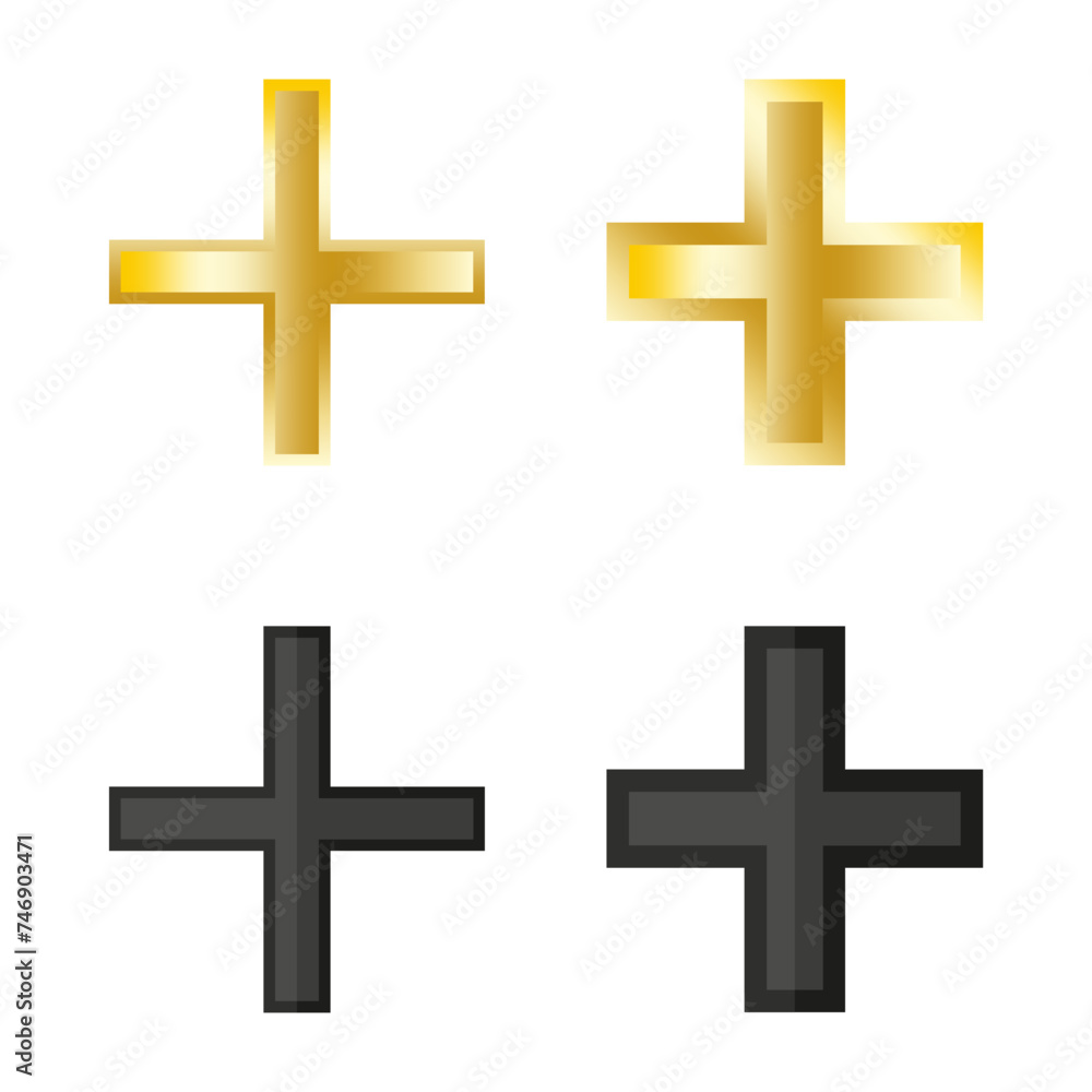Cross set, Christian faith. Gold black symbols. Simple spiritual icons. Vector illustration. EPS 10. Cross set, Christian faith. Gold black symbols. Simple spiritual icons. Vector illustration. EPS 10.