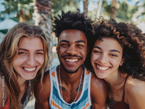 Diverse Friends Smiling Together Outdoors