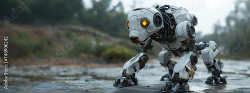 futuristic robot dog. Created with Generative AI.