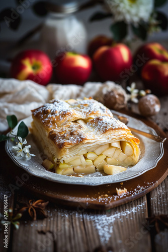 Slices of apple strudel