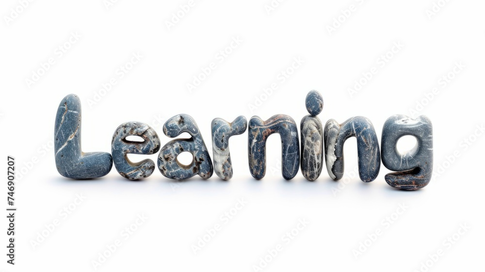 The word Learning isolated on white background made in Pebble Letters style. Decorative lettering of a word Learning. Creative postcard. Ai Generated Digital art poster. The word Learning isolated on white background made in Pebble Letters style. Decorative lettering of a word Learning. Creative postcard. Ai Generated Digital art poster.