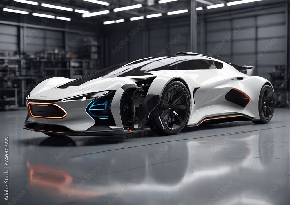 futuristic electric fast sport car. Generative AI futuristic electric fast sport car. Generative AI