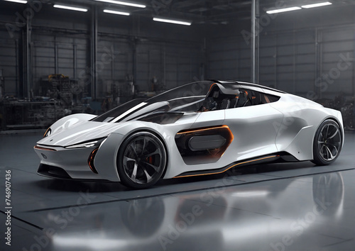 futuristic electric fast sport car. Generative AI © graphicmount