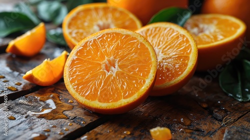 orange slice in closeup. Created with generative AI.