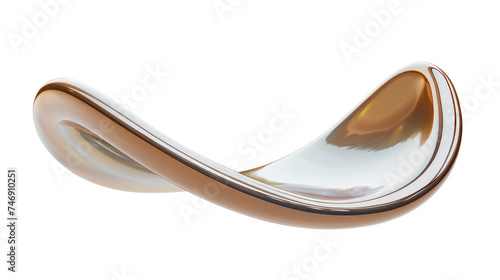 Shiny metal 3d curve isolated on transparent background