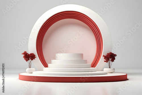 3d rendering of minimalist and aesthetic podium on white background © HeyKun