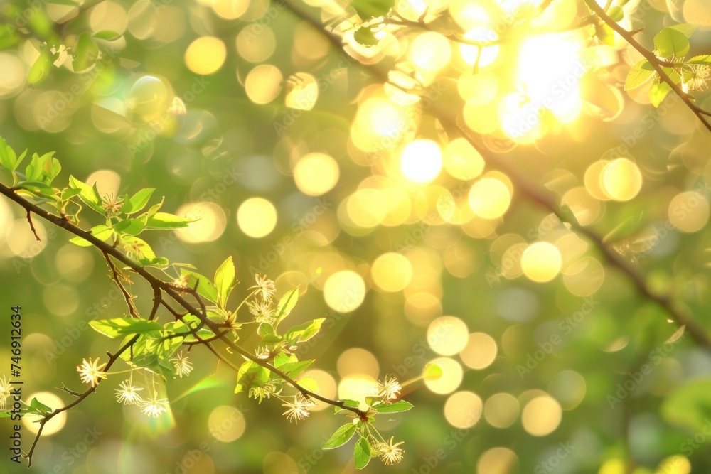 Illumination and spring blurred background. Generative AI. Illumination and spring blurred background. Generative AI.