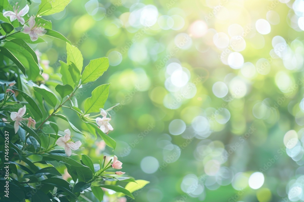 Illumination and spring blurred background. Generative AI. Illumination and spring blurred background. Generative AI.
