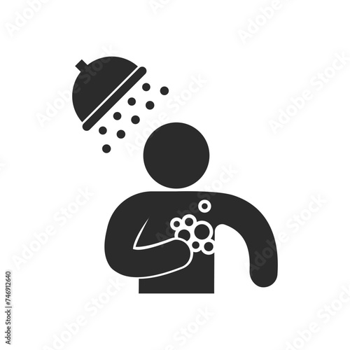 shower icon, man washes, vector isolated symbol