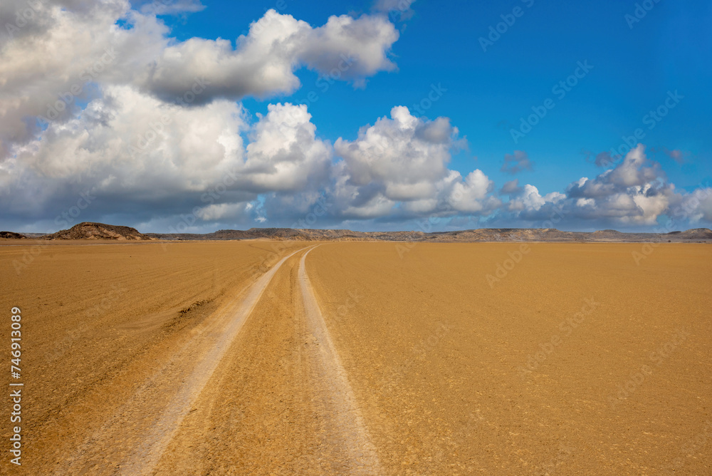 Landscape of the Bahía Portete with blue sky Natural National Park. Guajira, Colombia. Landscape of the Bahía Portete with blue sky Natural National Park. Guajira, Colombia.