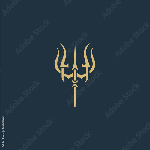 Trident logo icon Abstract forked spear sign Abstract forked spear sign. Vector illustration.
 photo