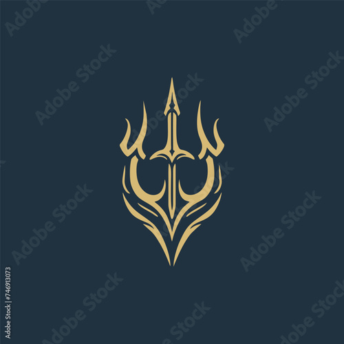 Trident logo icon Abstract forked spear sign Abstract forked spear sign. Vector illustration.
