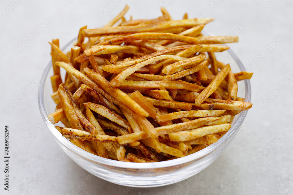 Crispy banana sticks. Fruit snack Crispy banana sticks. Fruit snack