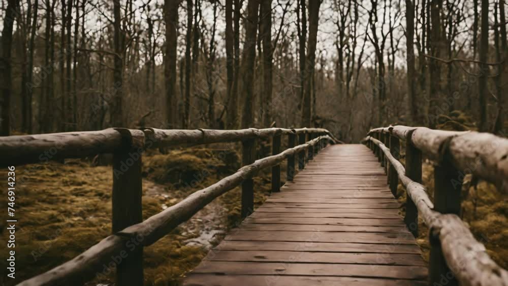 wooden bridge in the middle of the forest wooden bridge in the middle of the forest